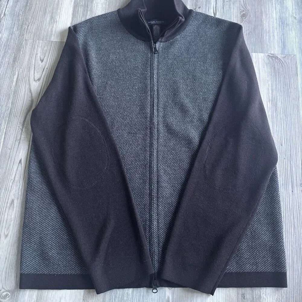 Banana Republic Mens XXL 100% Extra Fine Merino Wool Full Zip Cardigan Jacket